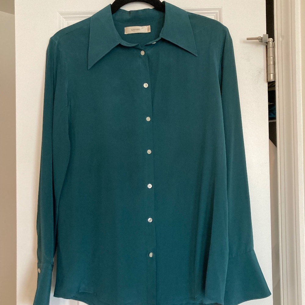 SuiStudio Alec Silk Teal Blouse Size 6
